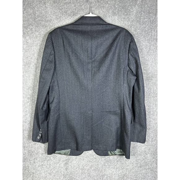 Redwood & Ross Man In Wool Blazer Sport Coat Mens Size 44 Gray Stripes Pockets - Picture 2 of 13